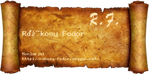 Rákosy Fodor névjegykártya